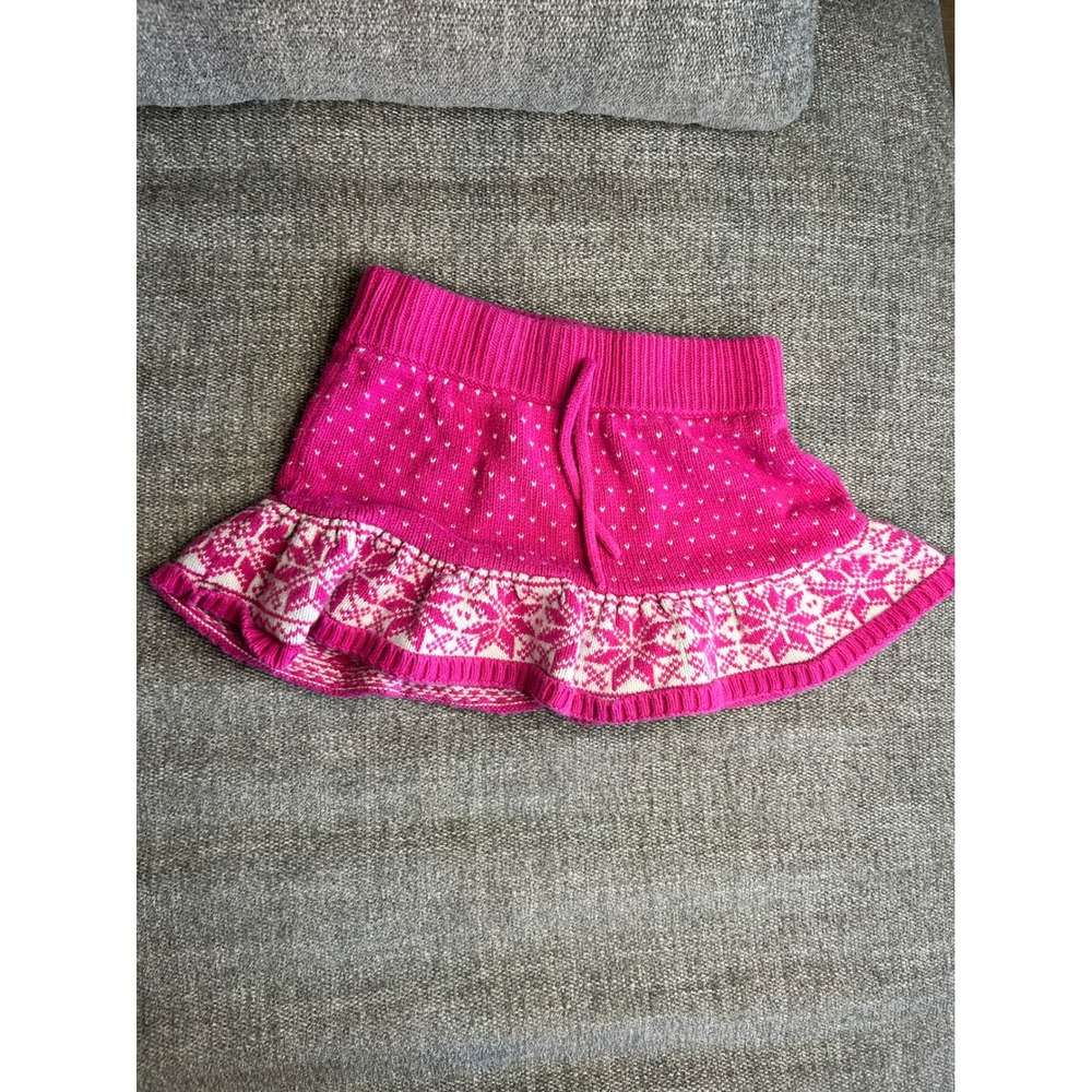 GapKids Girls Knit Skirt Pink heart & Snowflake Pattern S (6-7)